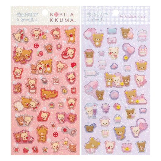 Rilakkuma Glittery Clear Sticker Sheet ("Korilakkuma's Strawberry Day" & "Sweet Happy Days")