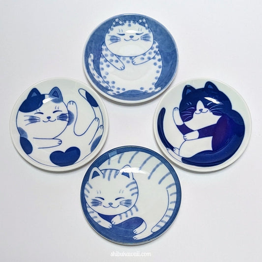 Small Cat Mino Ware Plates