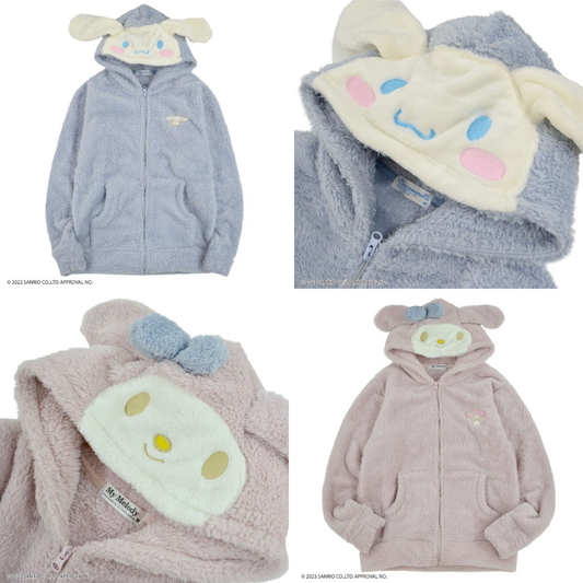 Sanrio Characters Embroidered Fluffy Boa Hoodie