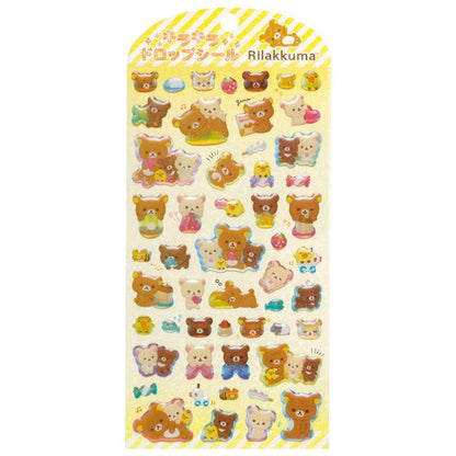 Karakter San-X sparkling drop sticker sheet - contoh lain stiker berkilau yang bisa dibuat